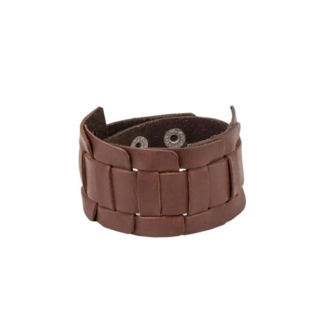 Plainly Plaited Brown Urban Leather Bracelet Men Paparazzi Wide Band Jewelry